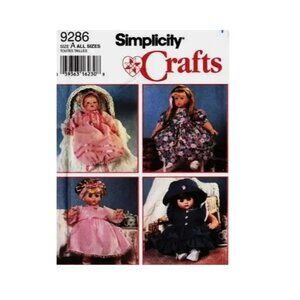 Simplicity Sewing Pattern 9286 Doll‎ Clothes 12" to 22"